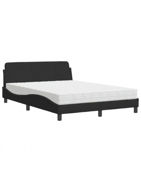 Letto con Materasso Nero 140x200 cm in Velluto