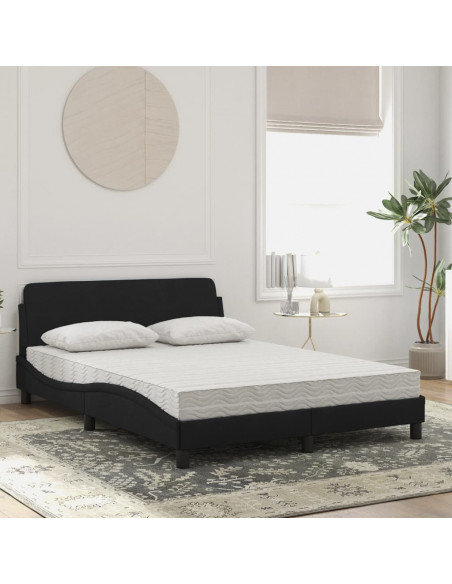 Letto con Materasso Nero 140x200 cm in Velluto
