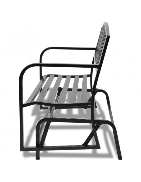 Panchina da Giardino a Dondolo Nera in Acciaio