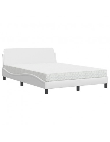 Letto con Materasso Bianco 140x200 cm in Similpelle