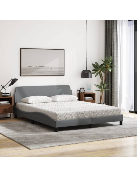 Letto con Materasso Grigio Chiaro160x200 cm Tessuto