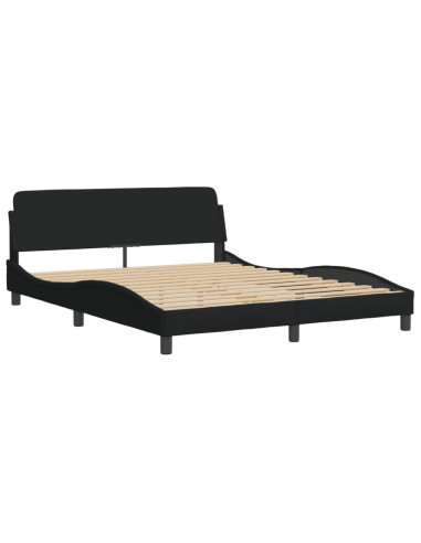 Letto con Materasso Nero 160x200 cm in Tessuto