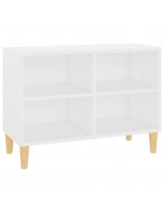 Mobile TV con Gambe in Legno Massello Bianco 69,5x30x50 cm 2
