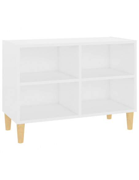 Mobile TV con Gambe in Legno Massello Bianco 69,5x30x50 cm