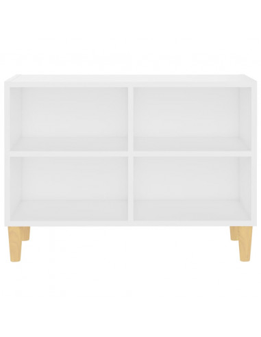 Mobile TV con Gambe in Legno Massello Bianco 69,5x30x50 cm