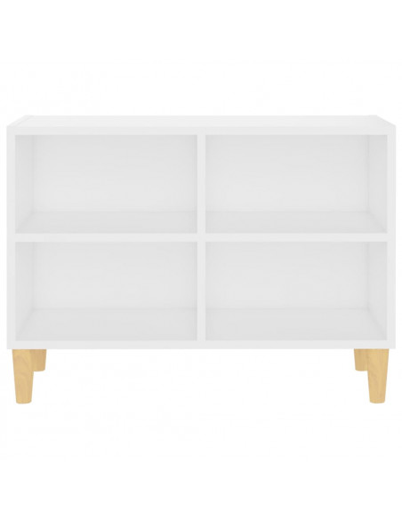 Mobile TV con Gambe in Legno Massello Bianco 69,5x30x50 cm