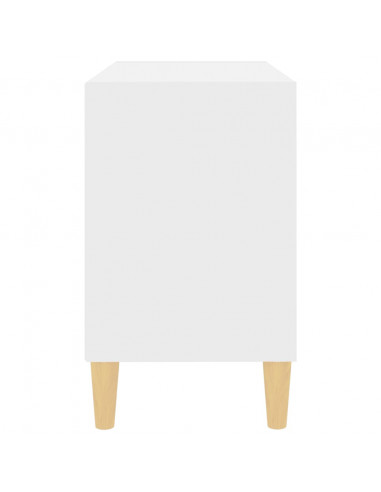 Mobile TV con Gambe in Legno Massello Bianco 69,5x30x50 cm