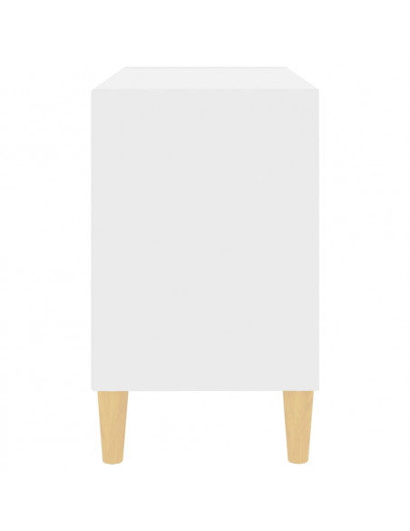 Mobile TV con Gambe in Legno Massello Bianco 69,5x30x50 cm