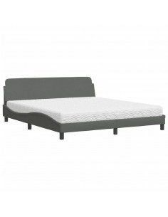 Letto con Materasso Grigio Scuro 180x200 cm Tessuto 2