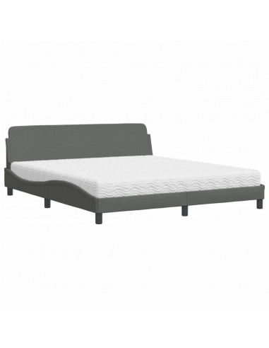 Letto con Materasso Grigio Scuro 180x200 cm Tessuto