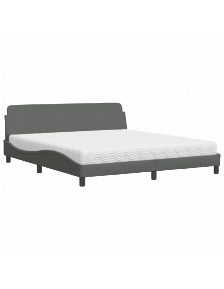 Letto con Materasso Grigio Scuro 180x200 cm Tessuto