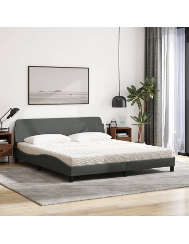 Letto con Materasso Grigio Scuro 180x200 cm Tessuto