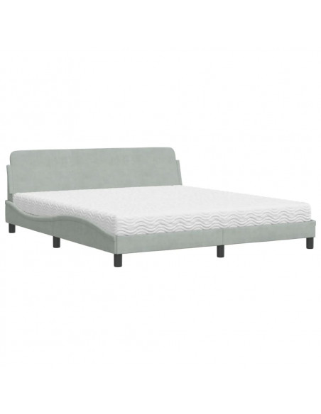 Letto con Materasso Grigio Chiaro 180x200 cm in Velluto