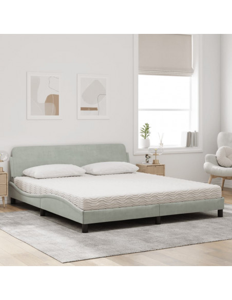 Letto con Materasso Grigio Chiaro 180x200 cm in Velluto