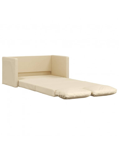 Divano Letto da Terra 2 in 1 Crema 112x174x55 cm Tessuto