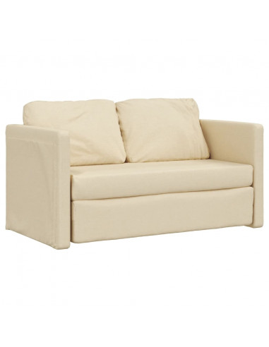 Divano Letto da Terra 2 in 1 Crema 112x174x55 cm Tessuto