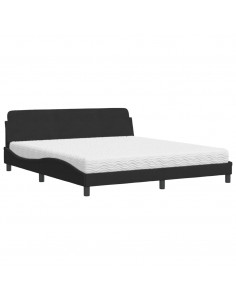 Letto con Materasso Nero 180x200 cm in Velluto 2