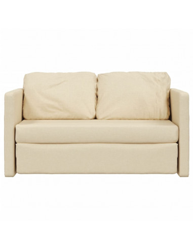 Divano Letto da Terra 2 in 1 Crema 112x174x55 cm Tessuto