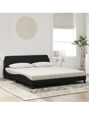 Letto con Materasso Nero 180x200 cm in Velluto
