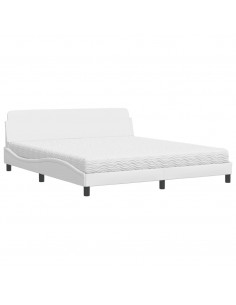Letto con Materasso Bianco 180x200 cm in Similpelle 2