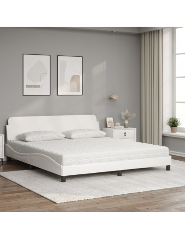 Letto con Materasso Bianco 180x200 cm in Similpelle