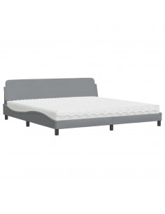 Letto con Materasso Grigio Chiaro 200x200 cm in Tessuto 2