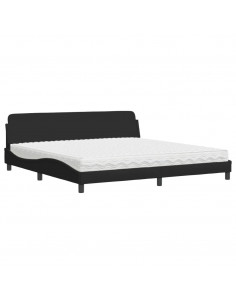 Letto con Materasso Nero 200x200 cm in Tessuto 2