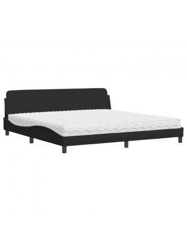 Letto con Materasso Nero 200x200 cm in Tessuto
