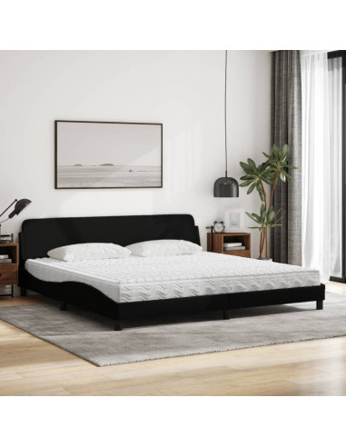 Letto con Materasso Nero 200x200 cm in Tessuto