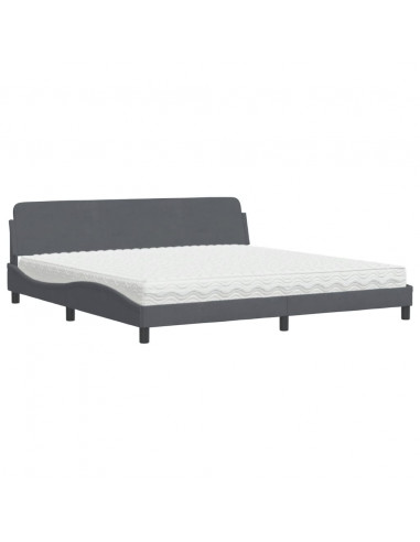 Letto con Materasso Grigio Scuro 200x200 cm Velluto