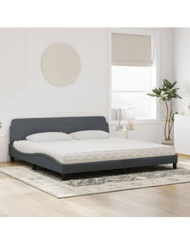 Letto con Materasso Grigio Scuro 200x200 cm Velluto