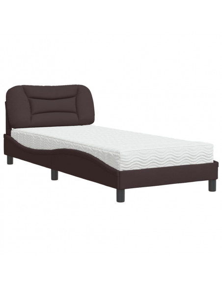 Letto con Materasso Marrone Scuro 90x200 cm in Tessuto