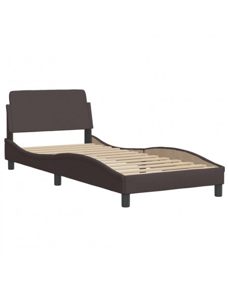 Letto con Materasso Marrone Scuro 90x200 cm in Tessuto