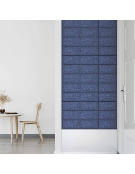 Pannelli Murali 12 pz Blu 30x15 cm Tessuto 0,54 m²