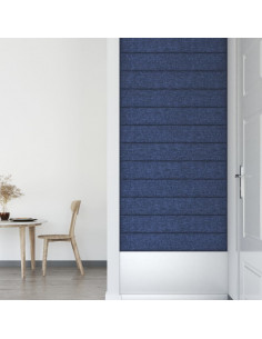 Pannelli Murali 12 pz Blu 90x15 cm Tessuto 1,62 m²