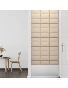Pannelli Murali 12 pz Crema 30x15 cm Tessuto 0,54 m²