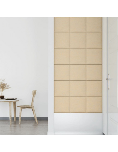 Pannelli Murali 12 pz Crema 30x30 cm in Tessuto 1,08 m²