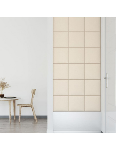 Pannelli Murali 12 pz Crema 30x30 cm Velluto 1,08 m²
