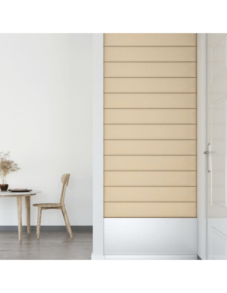 Pannelli Murali 12 pz Crema 90x15 cm Tessuto 1,62 m²