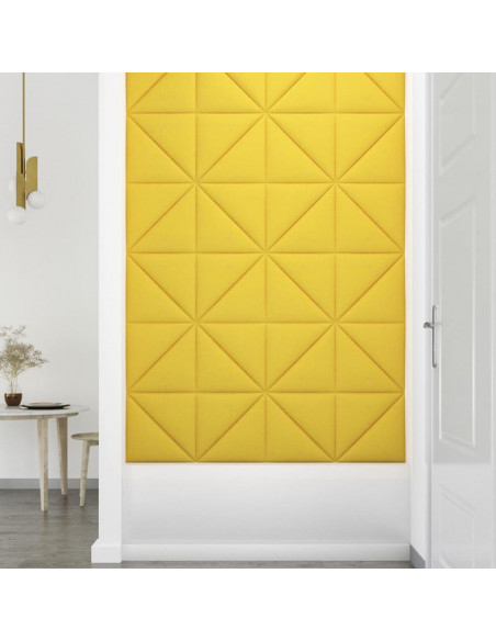Pannelli Murali 12 pz Giallo chiaro 30x30 cm Tessuto 0,54 m²