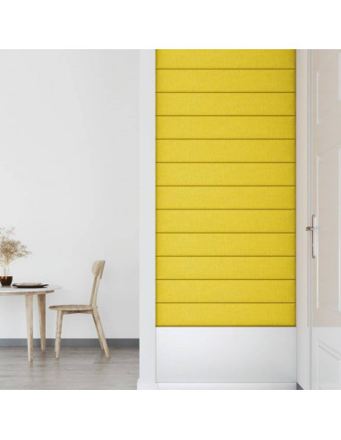 Pannelli Murali 12 pz Giallo chiaro 90x15 cm Tessuto 1,62 m²