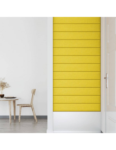 Pannelli Murali 12 pz Giallo chiaro 90x15 cm Tessuto 1,62 m²