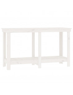 Banco da Lavoro Bianco 140x50x80 cm in Legno Massello di Pino 2