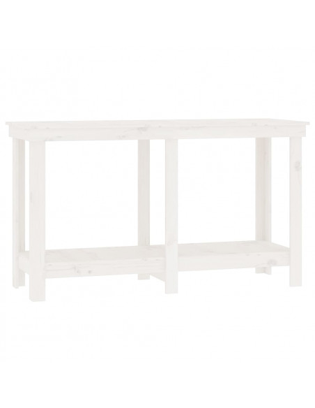 Banco da Lavoro Bianco 140x50x80 cm in Legno Massello di Pino