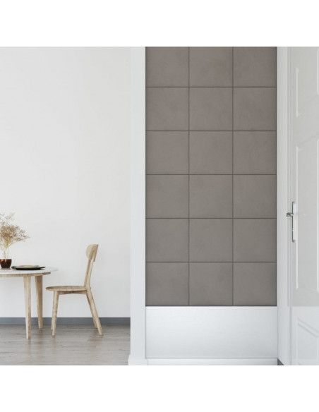 Pannelli Murali 12 pz Grigio Chiaro 30x30 cm in Velluto 1,08 m²