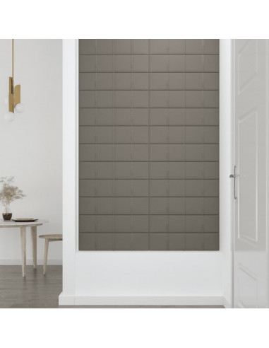 Pannelli Murali 12 pz Grigio Chiaro 60x15 cm Velluto 1,08 m²