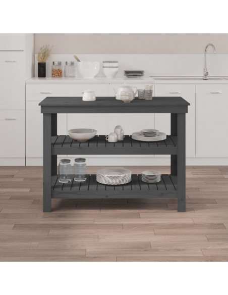 Banco da Lavoro Grigio 110,5x50x80 cm in Legno Massello di Pino