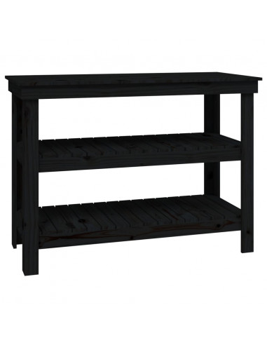 Banco da Lavoro Nero 110,5x50x80 cm in Legno Massello di Pino