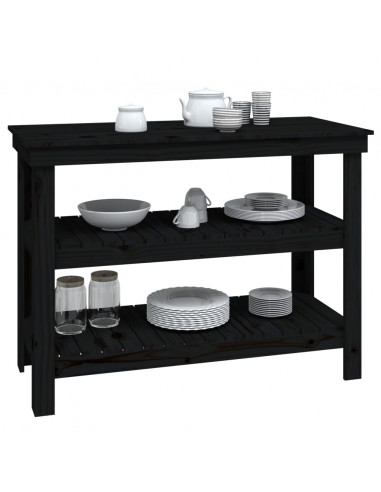 Banco da Lavoro Nero 110,5x50x80 cm in Legno Massello di Pino