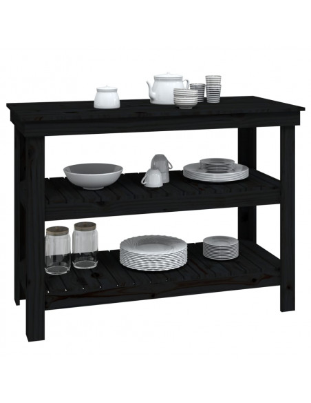 Banco da Lavoro Nero 110,5x50x80 cm in Legno Massello di Pino